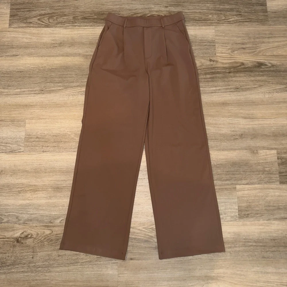 Halara HaloTek Air High Waisted Wide Leg Pants‎ Brown Medium Tall NWT